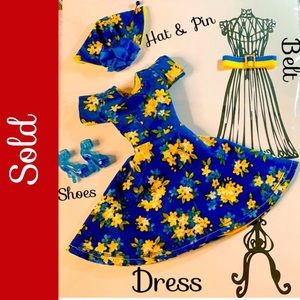 SOLD Barbie hat, belt, dress, and shoes - “Spring in Kyiv!”